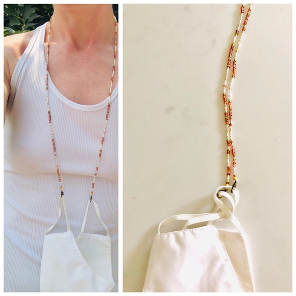 Hand Beaded Delicate Face Mask Chain Bead Necklace - Picture 2 of 13